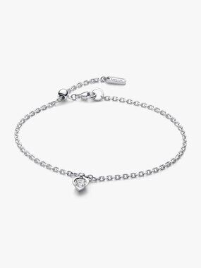 Pandora Talisman Sterling Silver Lab-grown Diamond Heart Chain Bracelet